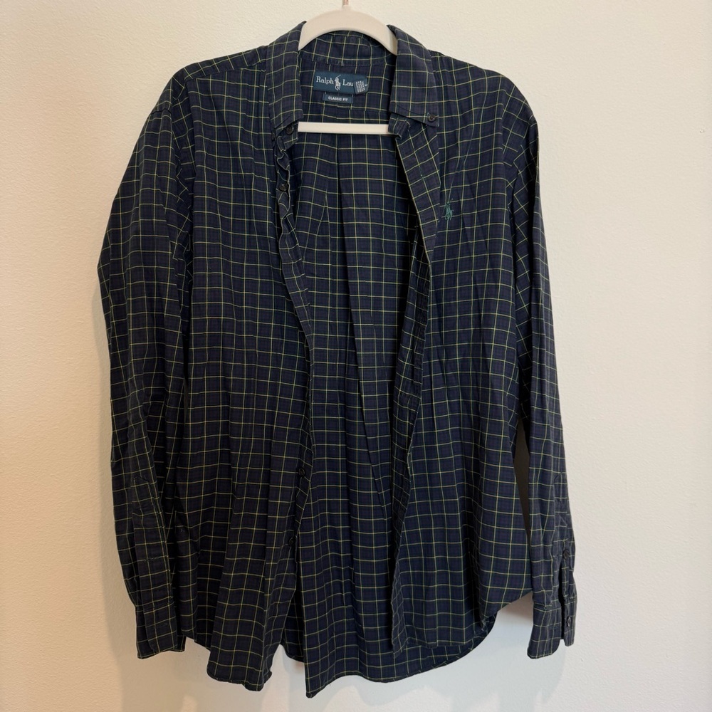 Ralph Lauren Navy and Yellow Plaid Shirt